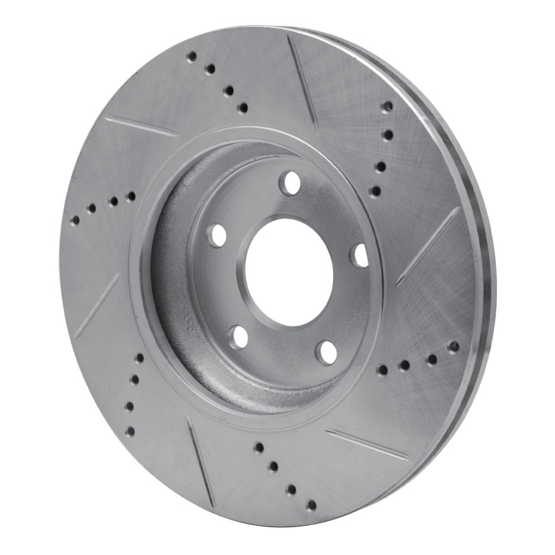 Chevrolet HHR Brake Rotor (1) - Front Left - R1 Concepts - Drilled & Slotted - Silver - `04-`12